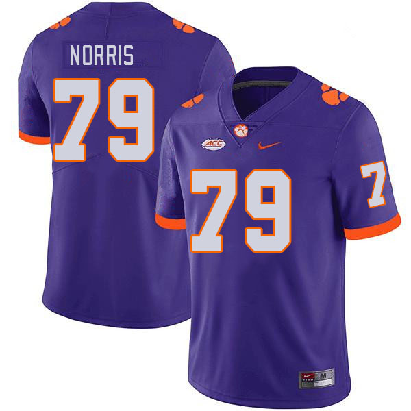 Men's Clemson Tigers Jake Norris #79 College Purple NCAA Authentic Football Stitched Jersey 23QO30FI